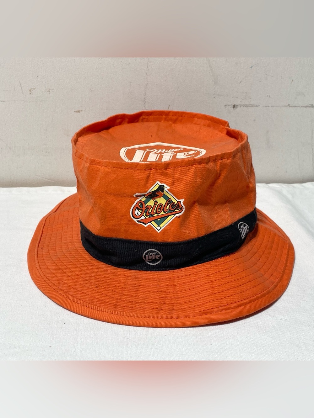 Baltimore Orioles Miller Lite Bucket Hat One Size Orange Graphic Print